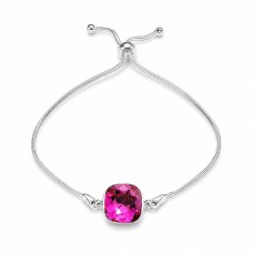 Hõbedast käevõru naistele DiamondSky „Glare (Fuchsia)“ Swarovski kristallidega