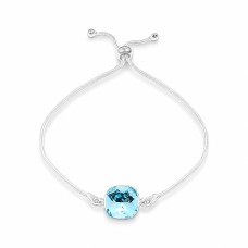 Hõbedast käevõru naistele DiamondSky „Glare (Aquamarine)“ Swarovski kristallidega