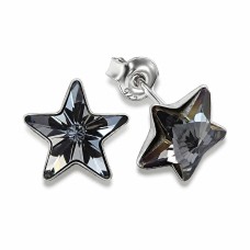 Серебряные серьги 925 пробы «Звездочка (Silver Night)» с кристаллами Swarovski®