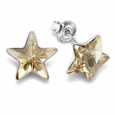 Серебряные серьги 925 пробы «Звездочка (Golden Shadow)» с кристаллами Swarovski®