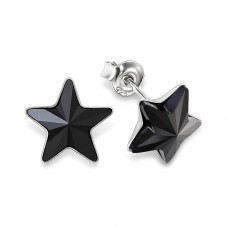 925 Sterling Silver Earrings “Star (Jet)” created with Crystals by Swarovski®