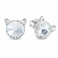 925 Sterling Silver Earrings “Cat” created with Crystals by Swarovski®