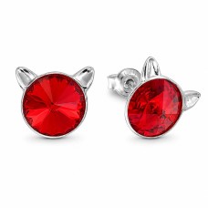 925 Sterling Silver Earrings “Cat (Light Siam)” created with Crystals by Swarovski®