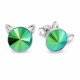 Серебряные серьги 925 пробы «Кошка (Scarabaeus Green)» с кристаллами Swarovski®