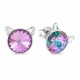 Laste hõbekõrvarõngad Diamond Sky „Kass (Vitrail Light)“ koos Swarovski kristallidega