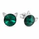 Hõbedased kõrvarõngad „Cat (Emerald)“ Swarovski® kristallidega