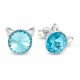 Hõbedased kõrvarõngad „Cat (Light Turquoise)“ Swarovski® kristallidega