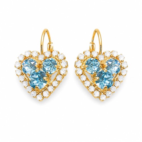Earrings “Open Heart” (Aquamarine) dazzling with Crystals by Swarovski®