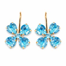 Naiste kõrvarõngad Diamond Sky „Crystal Clover (Aquamarine Blue)“ koos Swarovski kristallidega