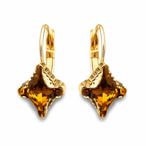 Kõrvarõngad „Crystal Rhombus II (Topaz Dorado)“ Swarovski® kristallidega