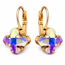 Earrings “Byzantine Cross (Aurora Borealis)” created with Crystals by Swarovski®