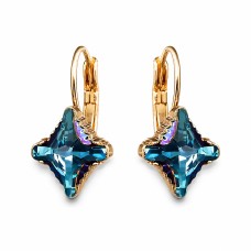 Naiste kõrvarõngad Diamond Sky „Crystal Rhombus (Aquamarine Metallic Blue)“ koos Swarovski kristallidega