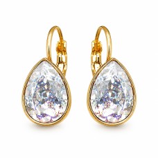Earrings “Crystal Drop (White Patina)” created with Crystals by Swarovski®