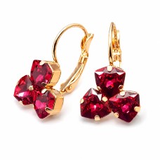 Naiste kõrvarõngad Diamond Sky „Bermuda Triangle III (Scarlet)“ koos Swarovski kristallidega