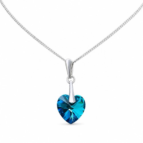 925 Sterling Silver Pendant “Romantic Heart II” (Bermuda Blue) embellished with Crystals by Swarovski®