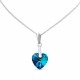 925 Sterling Silver Pendant “Romantic Heart II” (Bermuda Blue) embellished with Crystals by Swarovski®