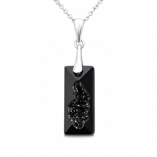 925 Sterling Silver Pendant “Growing Crystal II” (Jet) embellished with Crystals by Swarovski®