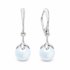 Серебряные серьги «Жемчужная Галактика (Light Blue)» с кристаллами Preciosa®