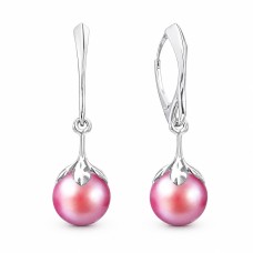 Серебряные серьги «Жемчужная Галактика (Pearlescent Red)» с кристаллами Preciosa®