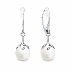 Серебряные серьги «Жемчужная Галактика (White)» с кристаллами Preciosa®