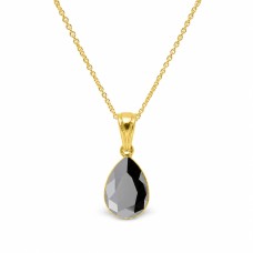 925 Sterling Silver Pendant “Crystal Drop (Jet Hematite)” created with Preciosa® crystals