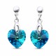 Hõbedased kõrvarõngad „Romantic Heart II (Bermuda Blue)“ Swarovski® kristallidega