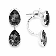 Серебряные серьги 925 пробы «Капля Росы (Silver Night)» с кристаллами Swarovski®