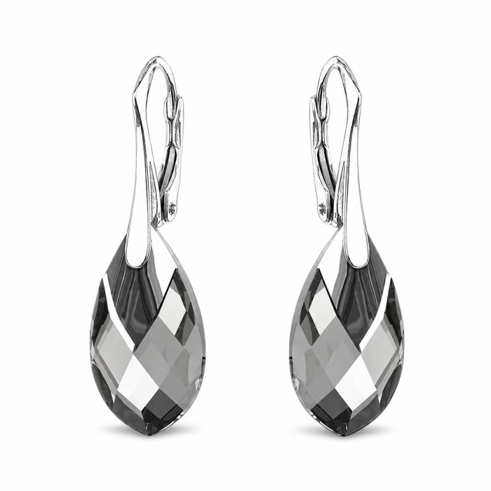 Naiste kõrvarõngad Diamond Sky „Baroque II (Black Diamond Light Chrome)“ koos Swarovski kristallidega