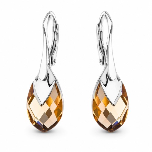 Hõbedased kõrvarõngad „Baroque II (Light Colorado Topaz Light Chrome)“ Swarovski® kristallidega