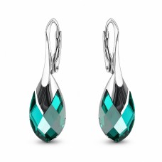 925 Sterling Silver Earrings “Baroque II (Emerald Light Chrome)” created with Crystals by Swarovski®