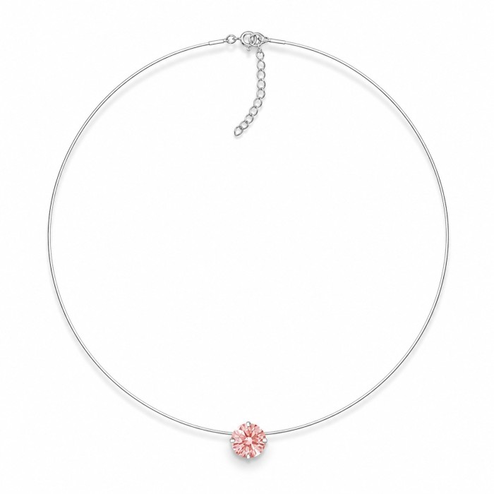 Invisible Sterling Silver Pendant “Invisible (Fancy Morganite)” created with Crystals by Swarovski®