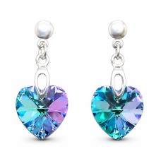 925 Sterling Silver Earrings “Romantic Heart II (Vitrail Light)” created with Crystals by Swarovski®