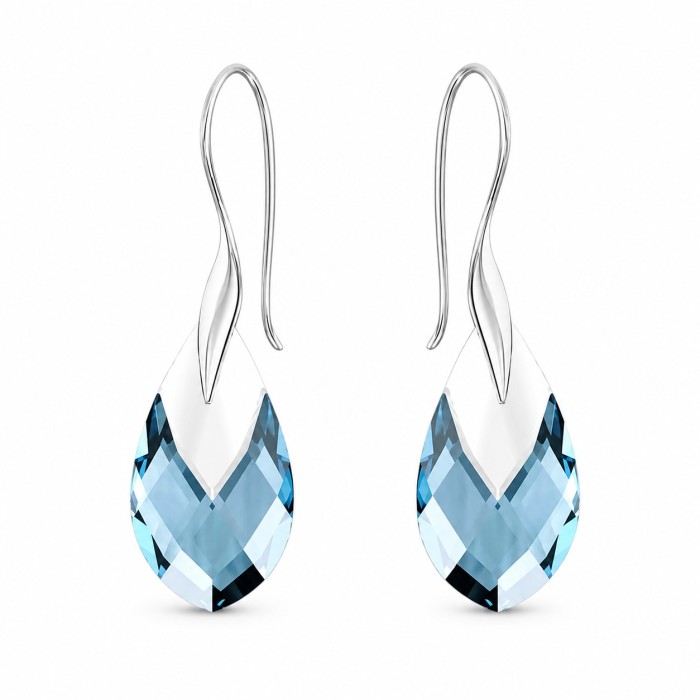 Hõbedane ehtekomplekt naistele „Baroque II (Aquamarine Light Chrome)“ Swarovski® kristallidega