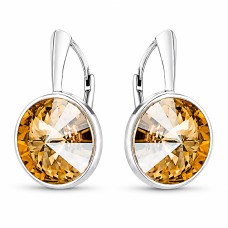 925 Sterling Silver Earrings “Clarice (Golden Shadow)” created with Crystals by Swarovski®