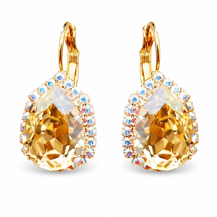 Женский комплект «Небесная Капля III (Golden Shadow)» с кристаллами Swarovski®