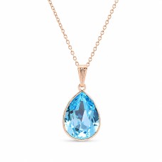 Naiste kaelakee DiamondSky „Crystal Drop II (Aquamarine Blue)“ Swarovski kristallidega