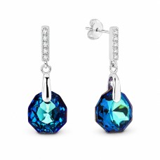 Серебряные серьги 925 пробы «Калатея (Bermuda Blue)» с кристаллами Swarovski®