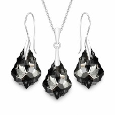 Hõbedane ehtekomplekt naistele „Baroque IV (Silver Night)“ Swarovski® kristallidega