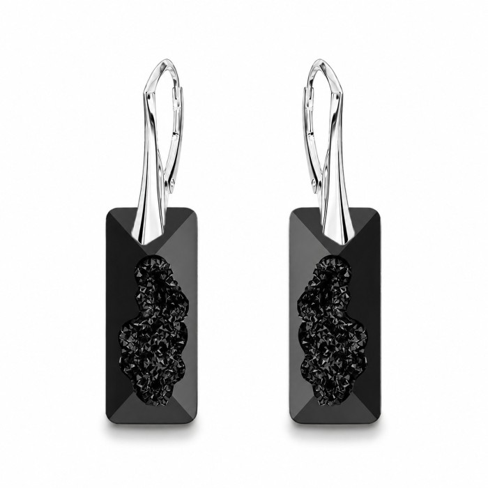 Hõbedast ehtekomplekt „Growing Crystal II“ (Jet) 925 hõbedast Swarovski® kristallidega
