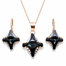 Jewelry Set “Crystal Rhombus II (Graphite Lite Chrome)” created with Crystals by Swarovski®