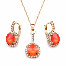 Ehtekomplekt naistele „Clarice VII (Light Coral)“ Swarovski® kristallidega