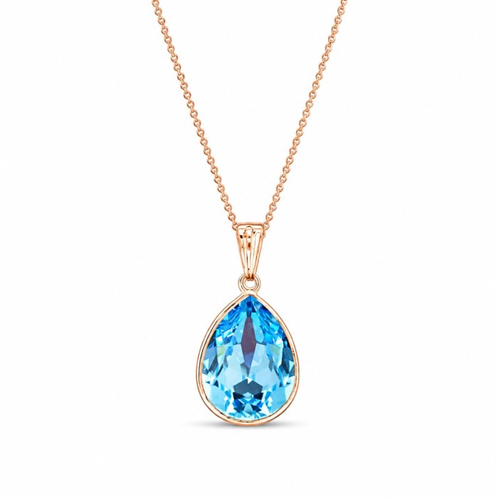 Naiste ehete komplekt „Crystal Drop II (Aquamarine Blue)“ koos Swarovski kristallidega