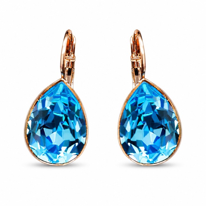 Naiste ehete komplekt „Crystal Drop II (Aquamarine Blue)“ koos Swarovski kristallidega