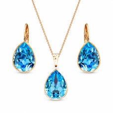 Naiste ehete komplekt „Crystal Drop II (Aquamarine Blue)“ koos Swarovski kristallidega