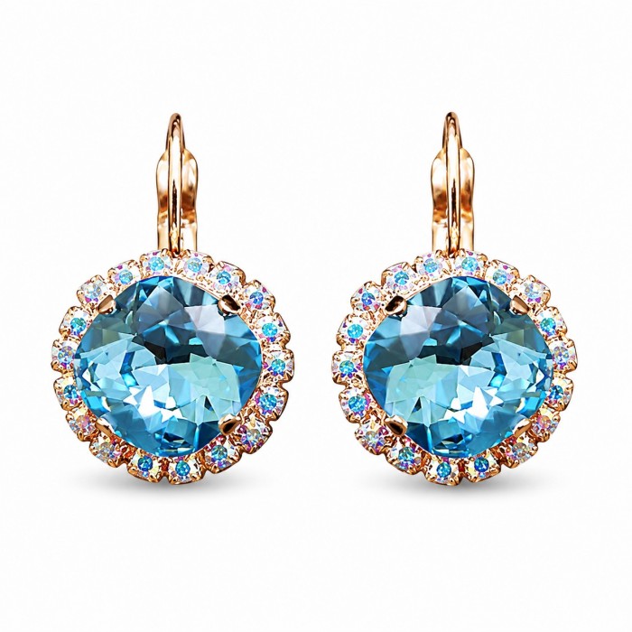 Naiste ehete komplekt „Glare III (Aquamarine Blue)“ koos Swarovski kristallidega