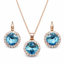 Naiste ehete komplekt „Glare III (Aquamarine Blue)“ koos Swarovski kristallidega