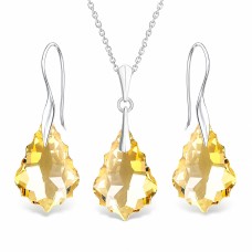 Hõbedane ehtekomplekt naistele „Baroque IV (Golden Shadow)“ Swarovski® kristallidega