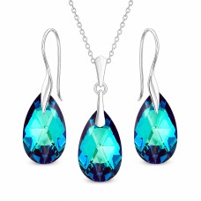 Hõbekomplekt „Barokk“ (Bermuda Blue) Swarovski® kristallidega