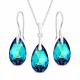 Hõbekomplekt „Barokk“ (Bermuda Blue) Swarovski® kristallidega