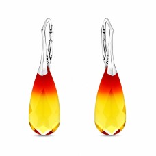 Серебряные серьги 925 пробы «Радужный Каскад (Fireopal)» с кристаллами Swarovski®